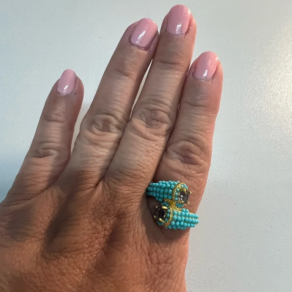 Turquoise Ring with Amethyst